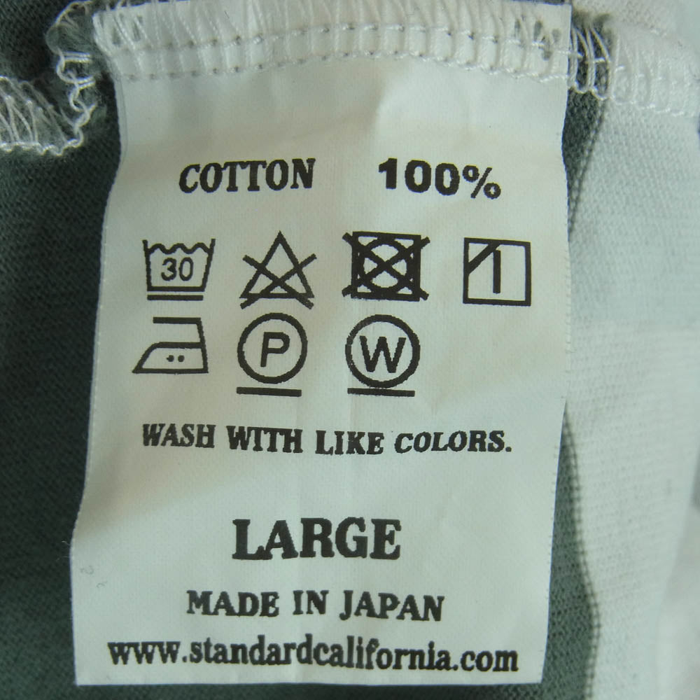 STANDARD CALIFORNIA スタンダードカリフォルニア ボーダー ポケット 半袖 Tシャツ ホワイト系 グレイッシュグリーン系 L【中古】