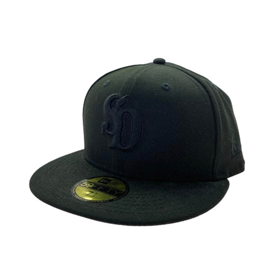 STANDARD CALIFORNIA スタンダードカリフォルニア NEW ERA ニューエラ SD ロゴ オールブラック 帽子 ブラック系 59.6cm【中古】