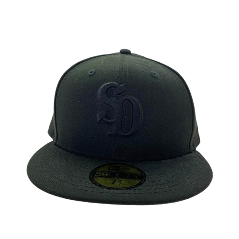 STANDARD CALIFORNIA スタンダードカリフォルニア NEW ERA ニューエラ SD ロゴ オールブラック 帽子 ブラック系 59.6cm【中古】