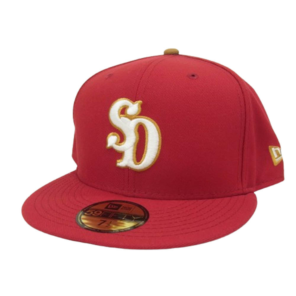 STANDARD CALIFORNIA スタンダードカリフォルニア NEW ERA ニューエラ SD フチ金 ロゴ 帽子 レッド系 7 1/2【中古】
