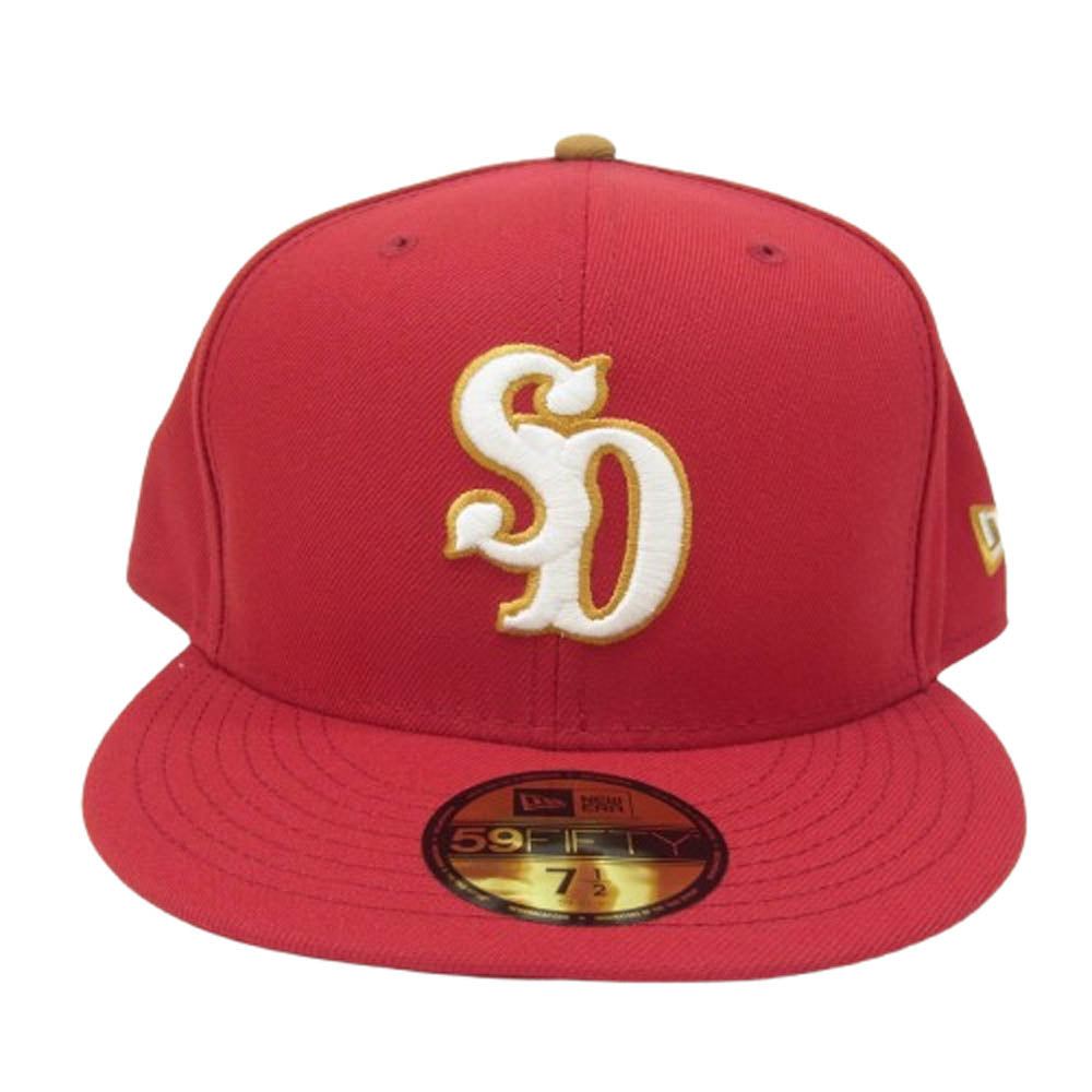 STANDARD CALIFORNIA スタンダードカリフォルニア NEW ERA ニューエラ SD フチ金 ロゴ 帽子 レッド系 7 1/2【中古】