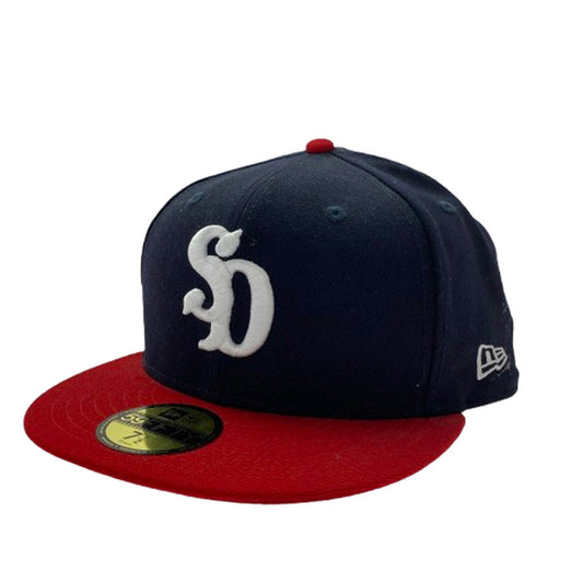 STANDARD CALIFORNIA スタンダードカリフォルニア NEW ERA ニューエラ SD アメリカ国旗 刺繍 ロゴ つば赤 帽子 ネイビー系 レッド系 59.6cm【中古】