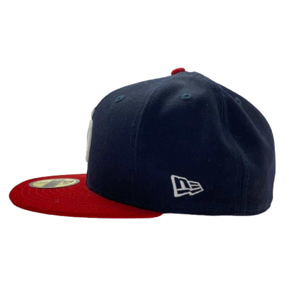 STANDARD CALIFORNIA スタンダードカリフォルニア NEW ERA ニューエラ SD アメリカ国旗 刺繍 ロゴ つば赤 帽子 ネイビー系 レッド系 59.6cm【中古】