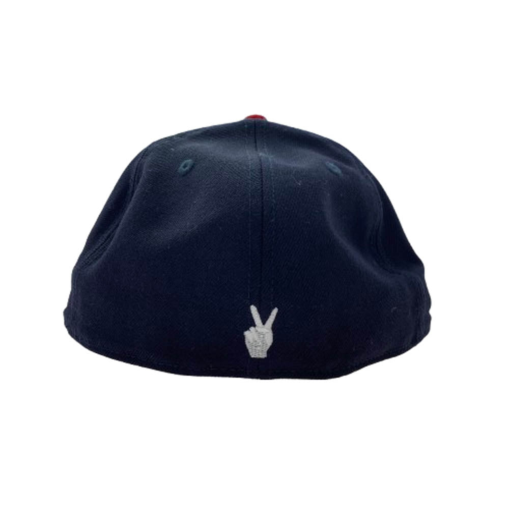 STANDARD CALIFORNIA スタンダードカリフォルニア NEW ERA ニューエラ SD アメリカ国旗 刺繍 ロゴ つば赤 帽子 ネイビー系 レッド系 59.6cm【中古】