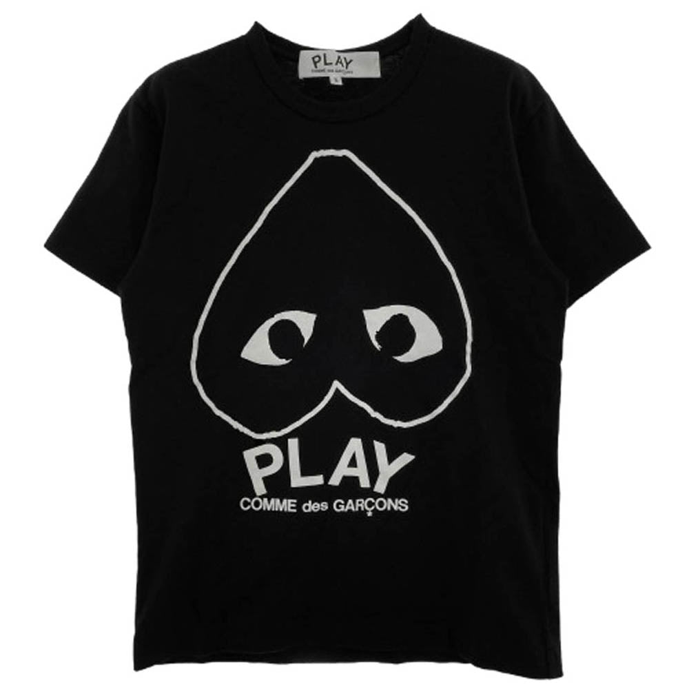 PLAY COMME des GARCONS プレイコムデギャルソン 25SS AX-T114 AD2025/3 AX-T114 OUTLINE HEART TEE ハート ロゴ 半袖 Tシャツ　 ブラック系 S【美品】【中古】