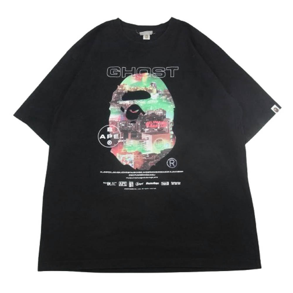 A BATHING APE アベイシングエイプ 21SS 001TEH301075X Ghost 2 Relaxed Fit Tee プリント Tシャツ ブラック系 L【中古】
