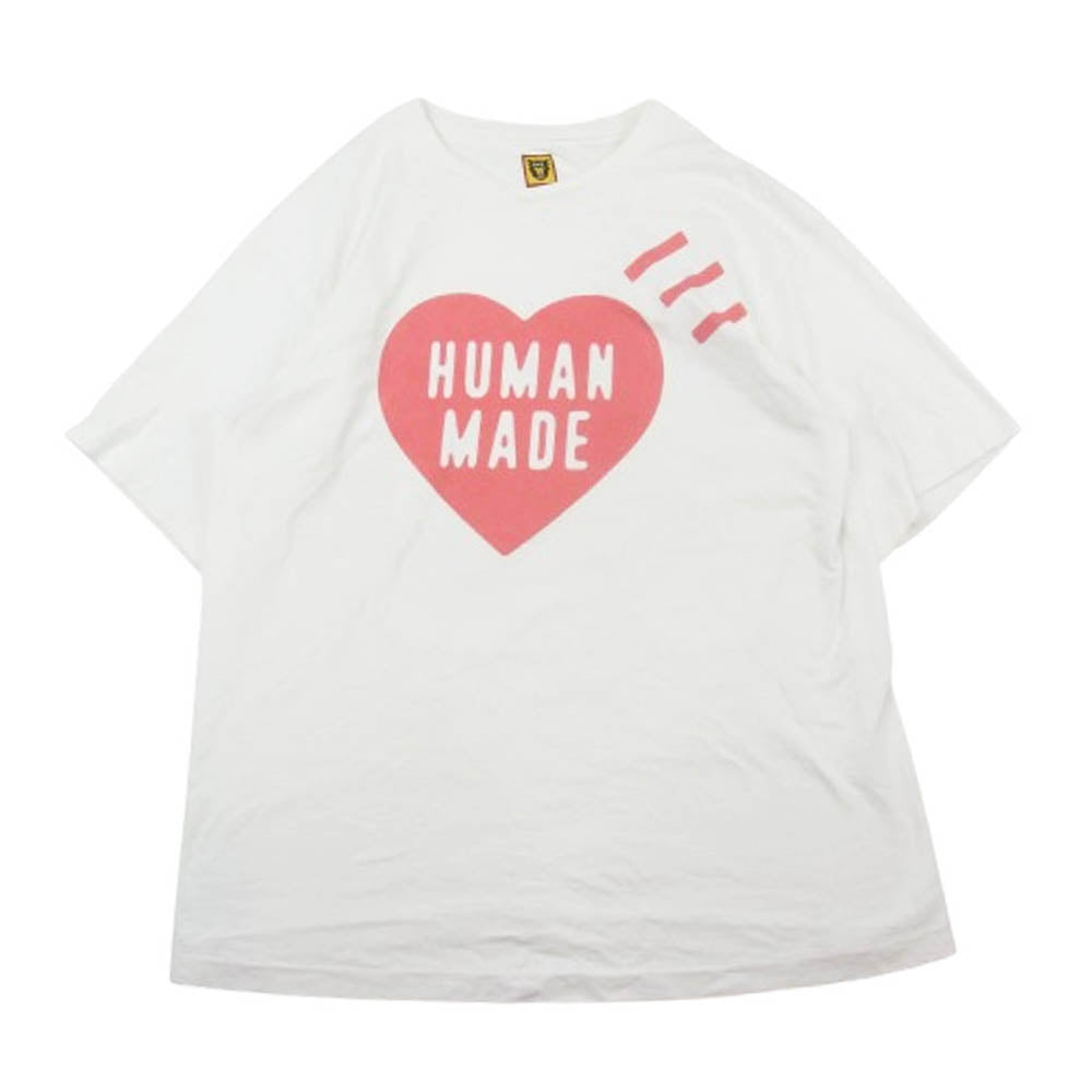 HUMAN MADE ヒューマンメイド DAILY S/S T-SHIRT ハート ロゴ プリント デイリー 半袖 Tシャツ ホワイト系 L【中古】