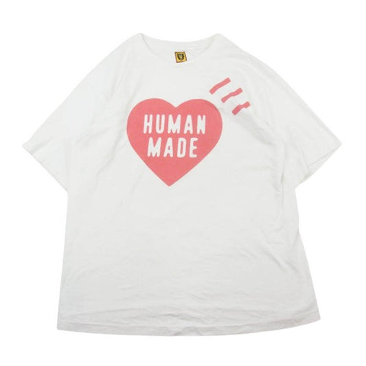 HUMAN MADE ヒューマンメイド DAILY S/S T-SHIRT ハート ロゴ プリント デイリー 半袖 Tシャツ ホワイト系 L【中古】
