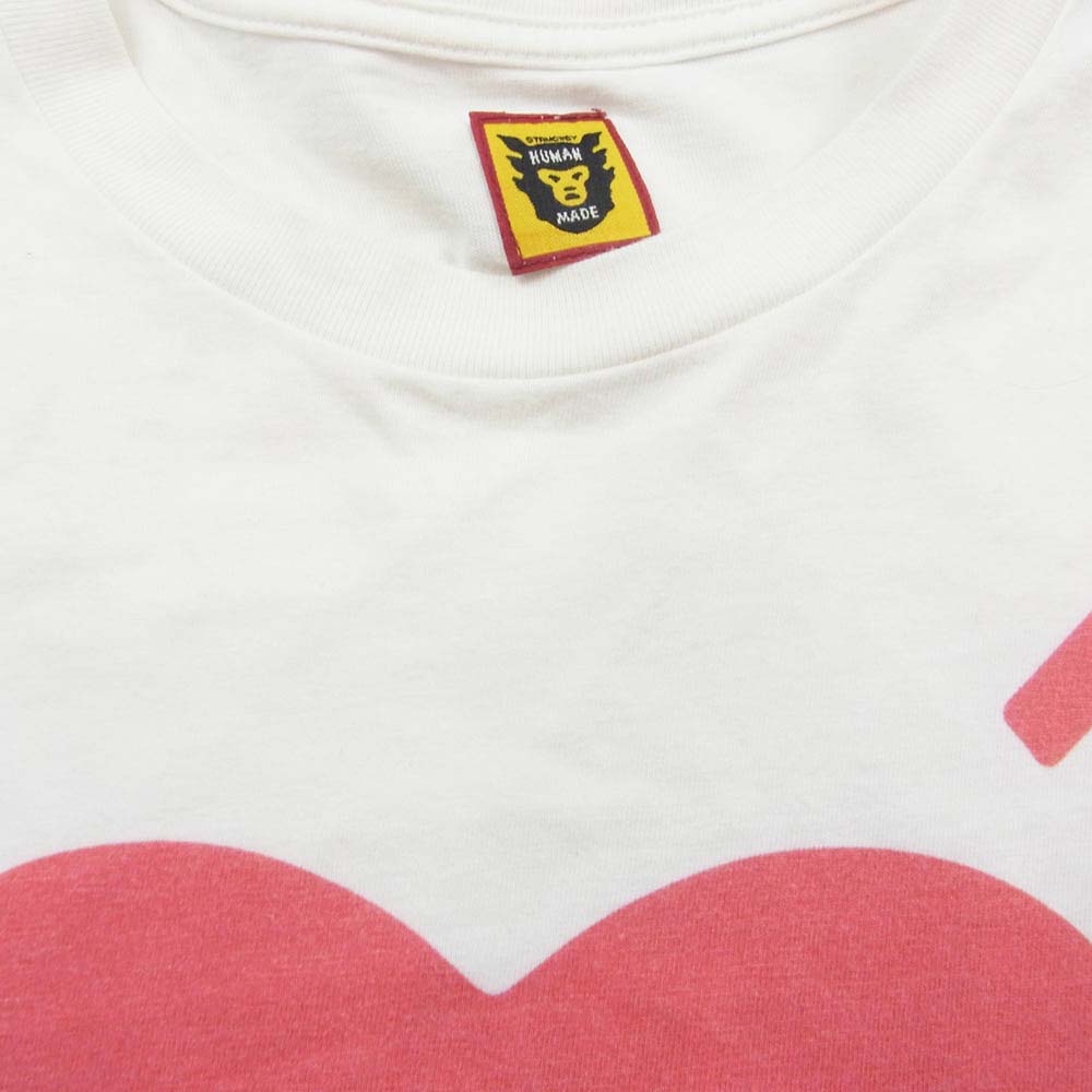 HUMAN MADE ヒューマンメイド DAILY S/S T-SHIRT ハート ロゴ プリント デイリー 半袖 Tシャツ ホワイト系 L【中古】