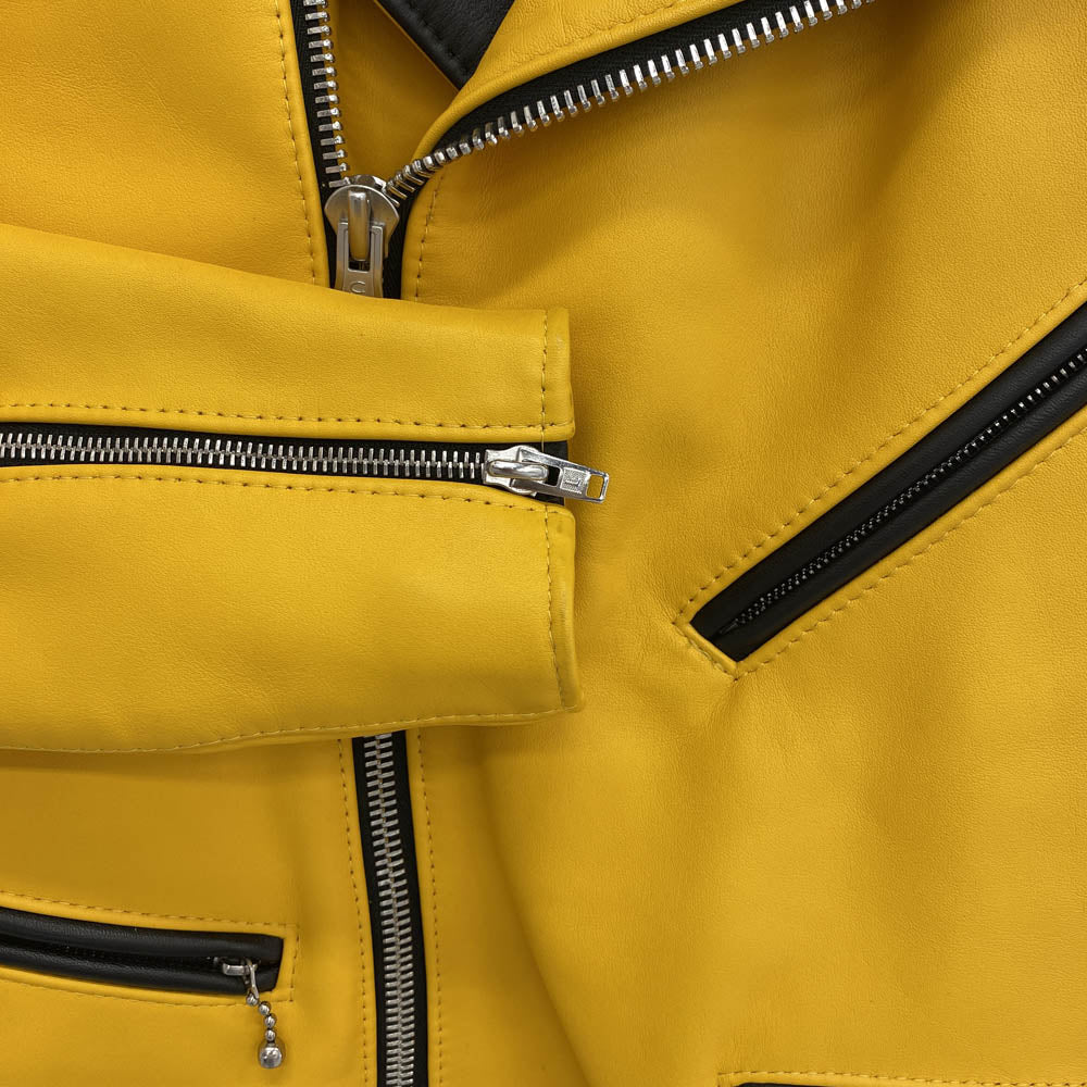 Lewis Leathers ルイスレザー サイクロン カスタム レザー ダブルライダース ジャケット イエロー系 ブラック系 36【美品】【中古】