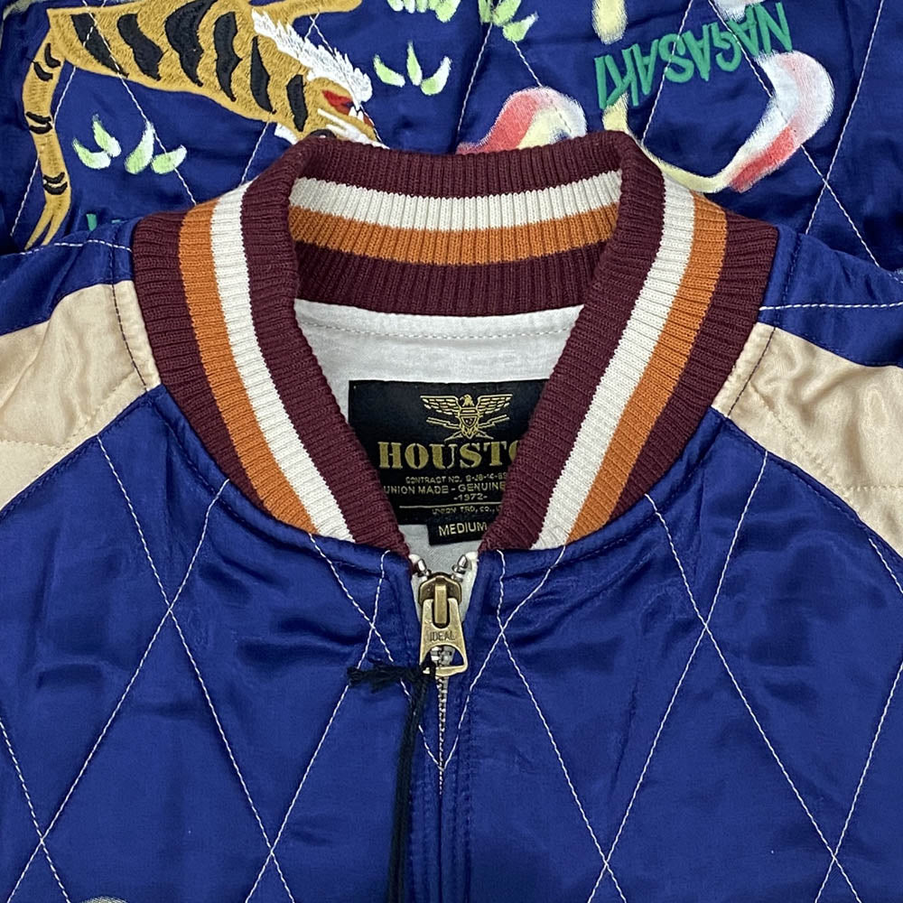 HOUSTON ヒューストン 51392 QUILTING RAYON SOUVENIR JACKET キルティング レーヨン スーベニア ジャケット スカジャン ネイビー系 M【極上美品】【中古】