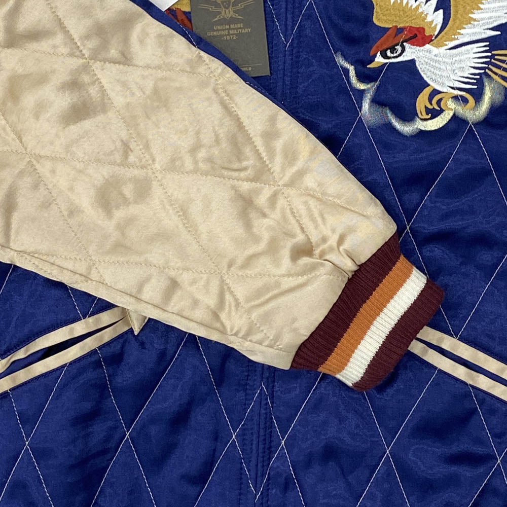 HOUSTON ヒューストン 51392 QUILTING RAYON SOUVENIR JACKET キルティング レーヨン スーベニア ジャケット スカジャン ネイビー系 M【極上美品】【中古】
