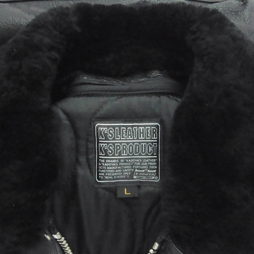 KADOYA カドヤ K'S LEATHER BBJ-2 G-1 レザー フライト ボマー ジャケット ブラック系 L【中古】