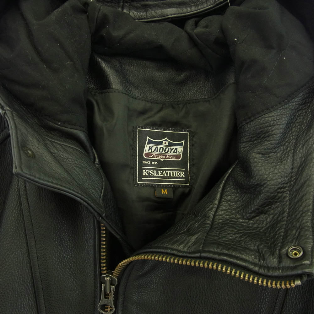 KADOYA カドヤ K'S LEATHER MR-LOADED エムアール ローデッド フード付き ライダース レザー ジャケット ブラック系 M【中古】