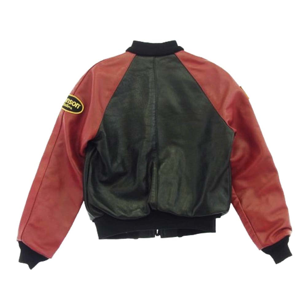 VANSON バンソン RPJ TEAM JACKET スタジャン レザージャケット ライダースジャケット ブラック系 38【中古】