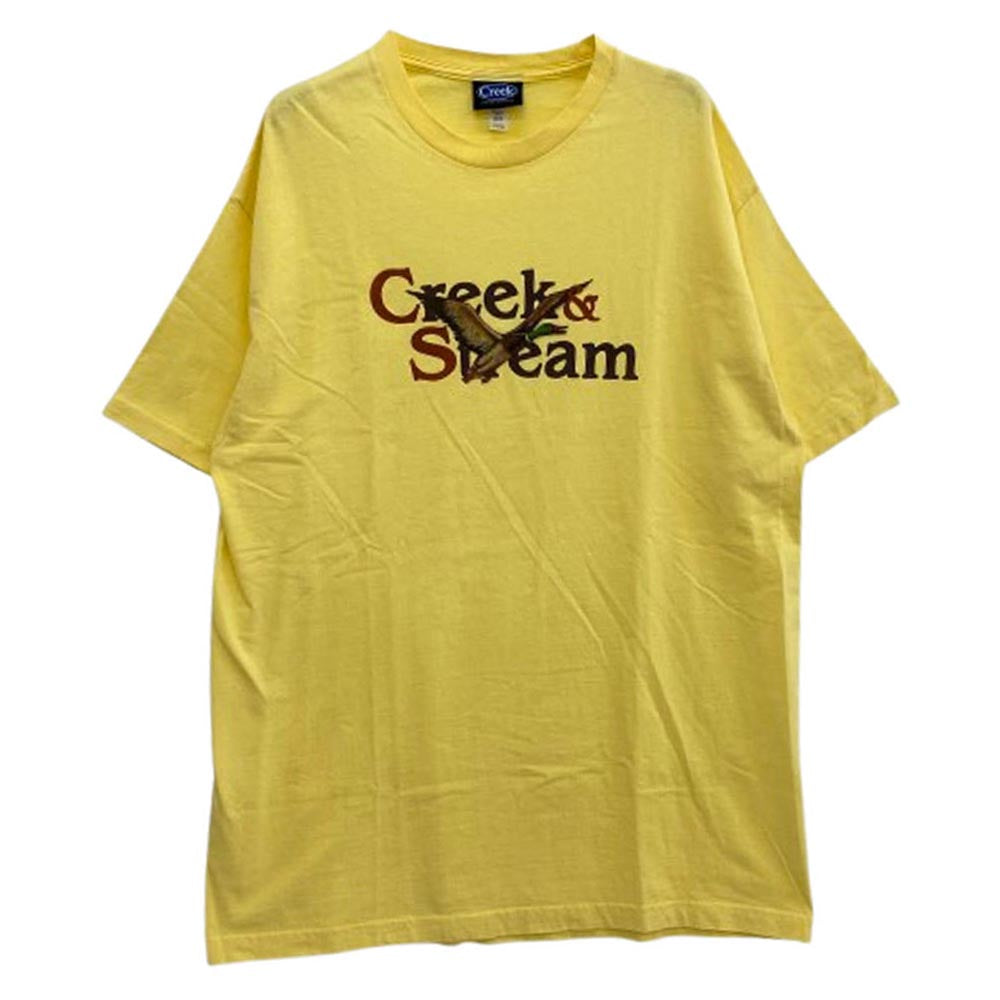 クリーク CREEK & STREAM TEE フロントプリント Tシャツ 半袖カットソー イエロー系 XL【中古】