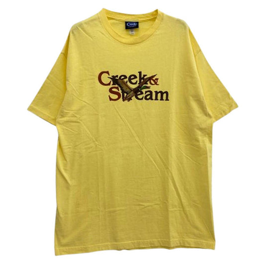 クリーク CREEK & STREAM TEE フロントプリント Tシャツ 半袖カットソー イエロー系 XL【中古】