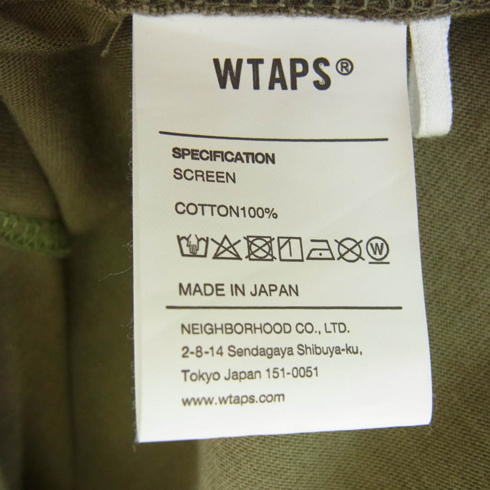 WTAPS ダブルタップス 21SS 40PCT UPARMORED TEE バックプリント Tシャツ 半袖カットソー カーキ系 04【中古】