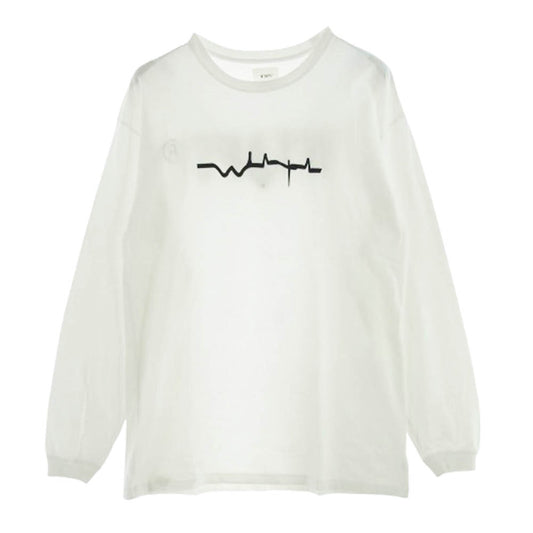 WTAPS ダブルタップス 21AW VIBES SCREEN L/S TEE ロゴプリント ロングスリーブTシャツ 長袖カットソー ホワイト系 03【中古】