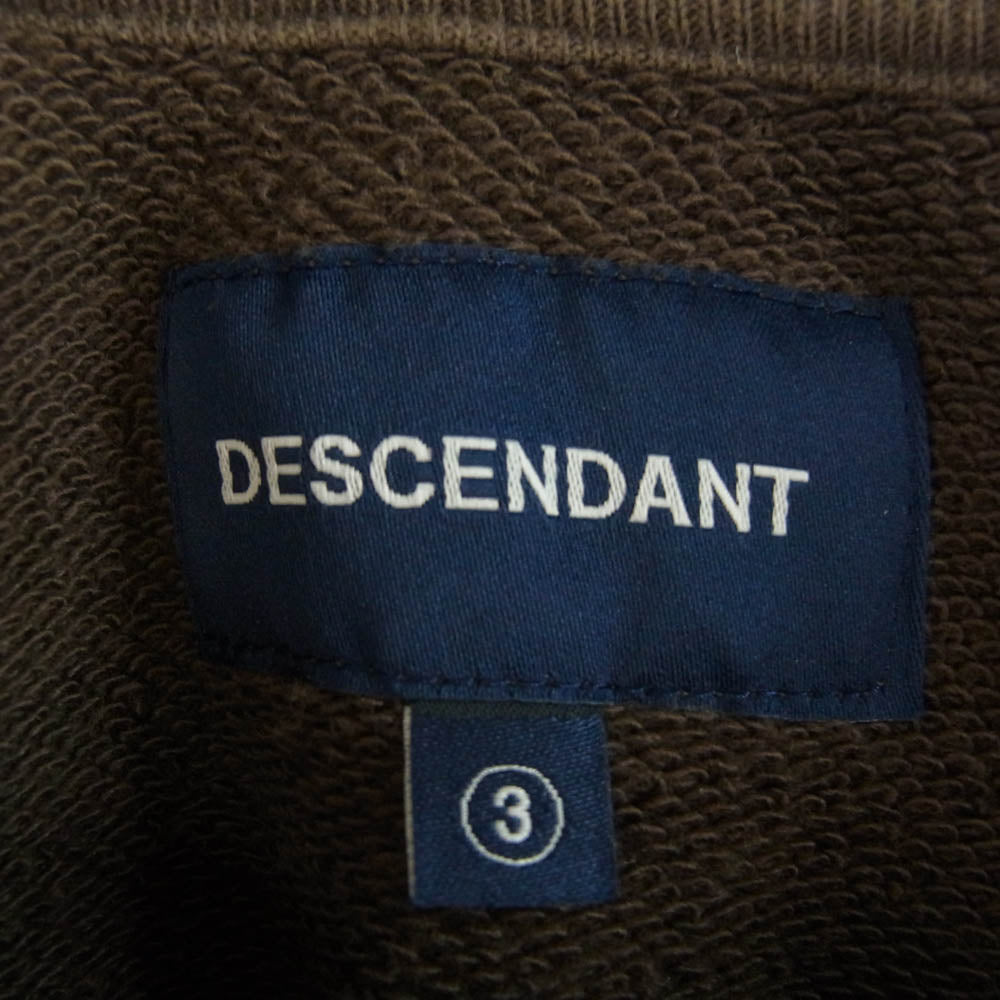 DESCENDANT ディセンダント ロゴ刺繍 クルーネック スウェット ブラウン系 3【中古】