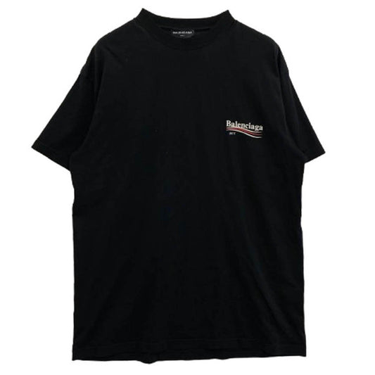 BALENCIAGA バレンシアガ 17AW 486032 TWK28 CAMPAIGN LOGO TEE キャンペーンロゴプリント Tシャツ 半袖カットソー ブラック系 XS【中古】