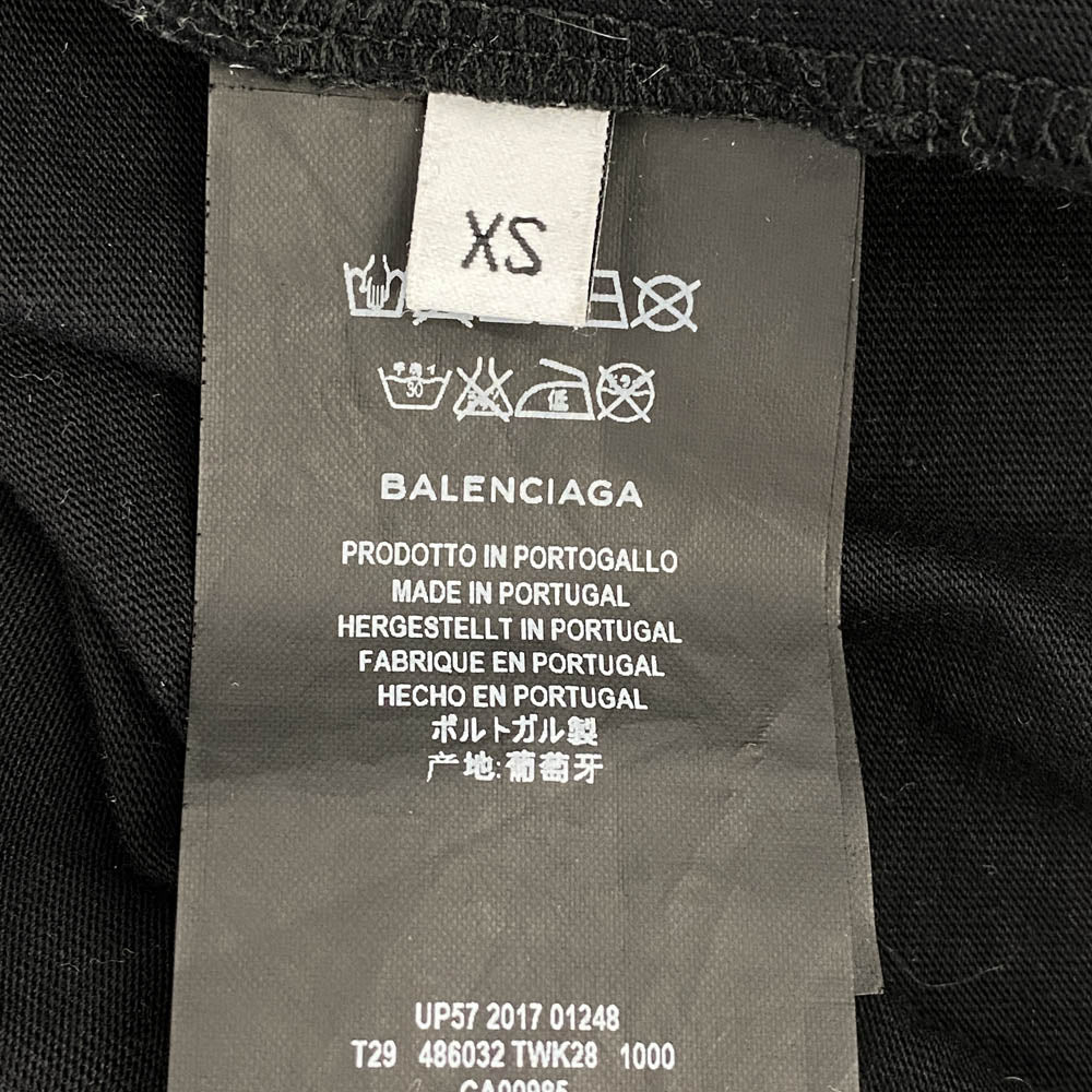 BALENCIAGA バレンシアガ 17AW 486032 TWK28 CAMPAIGN LOGO TEE キャンペーンロゴプリント Tシャツ 半袖カットソー ブラック系 XS【中古】