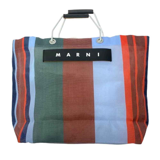 MARNI マルニ FLOWER CAFE フラワーカフェ ストライプ メッシュ トート バッグ マルチカラー系【中古】