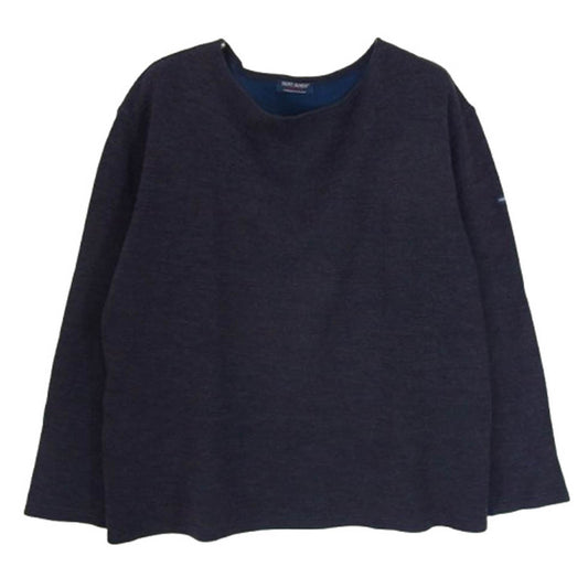 SAINT JAMES セントジェームス ダブルフェイス ウール ニット ネイビー系 L【中古】