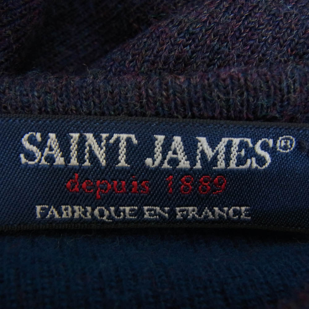 SAINT JAMES セントジェームス ダブルフェイス ウール ニット ネイビー系 L【中古】