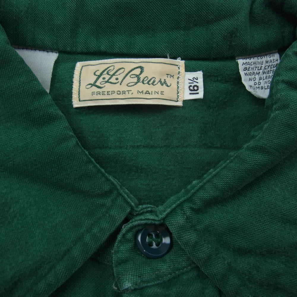 L.L.Bean エルエルビーン 筆記体タグ フランネル シャツ グリーン系 16.5【中古】