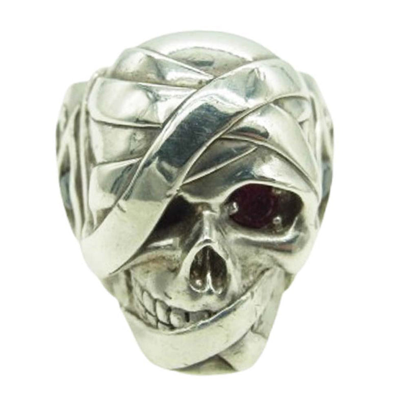 Justin Davis ジャスティンデイビス SRJ552 MUMMY DEAREST マミー スカル ストーンアイ リング S.RUBY/BLACK FINISH シルバー系【中古】