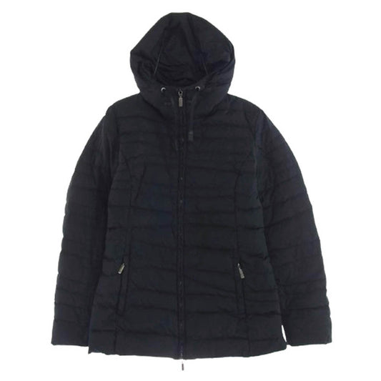 MONCLER モンクレール 国内正規品 スープリームスタグ 裏地ロゴワッペン総柄 フード付き ダウンジャケット ブラック系【中古】