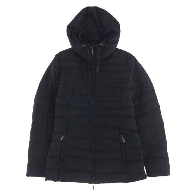 MONCLER モンクレール 国内正規品 スープリームスタグ 裏地ロゴワッペン総柄 フード付き ダウンジャケット ブラック系【中古】