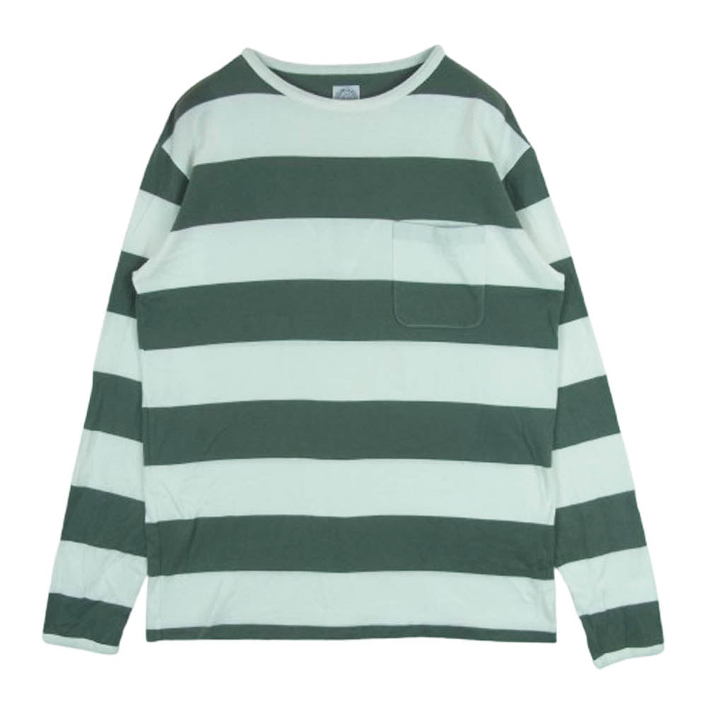 STANDARD CALIFORNIA スタンダードカリフォルニア SPORTS WEAR ボーダー ポケット 長袖 Tシャツ ホワイト系 グレイッシュグリーン系 L【中古】