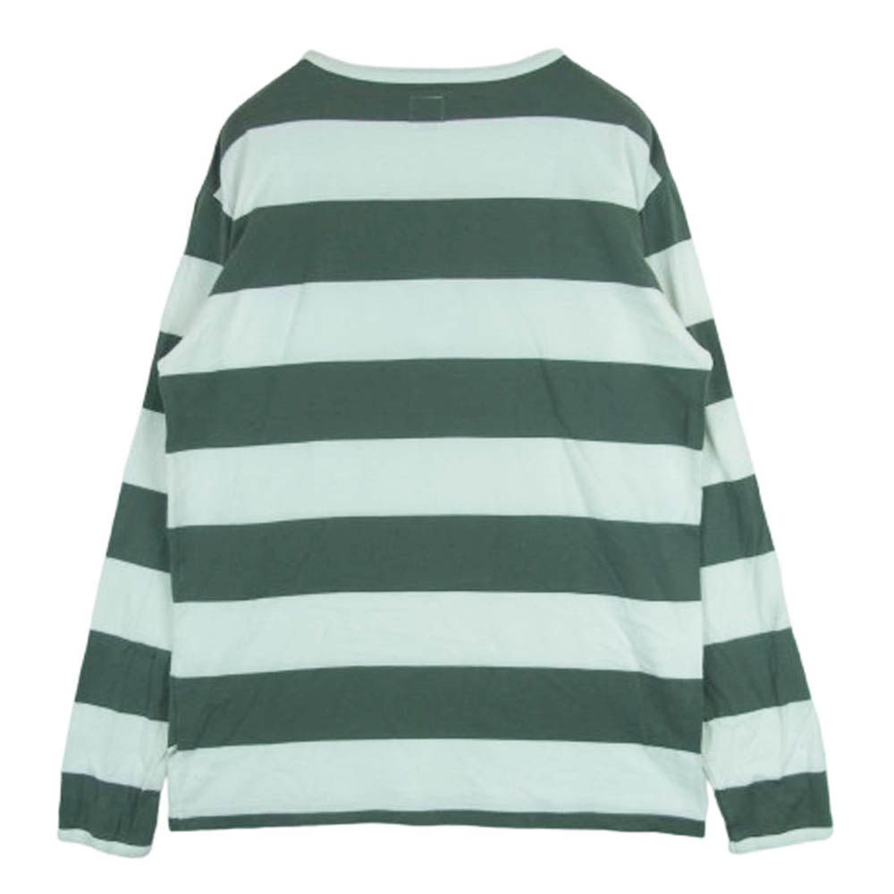 STANDARD CALIFORNIA スタンダードカリフォルニア SPORTS WEAR ボーダー ポケット 長袖 Tシャツ ホワイト系 グレイッシュグリーン系 L【中古】