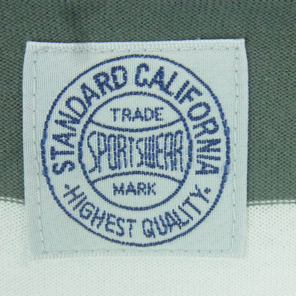 STANDARD CALIFORNIA スタンダードカリフォルニア SPORTS WEAR ボーダー ポケット 長袖 Tシャツ ホワイト系 グレイッシュグリーン系 L【中古】