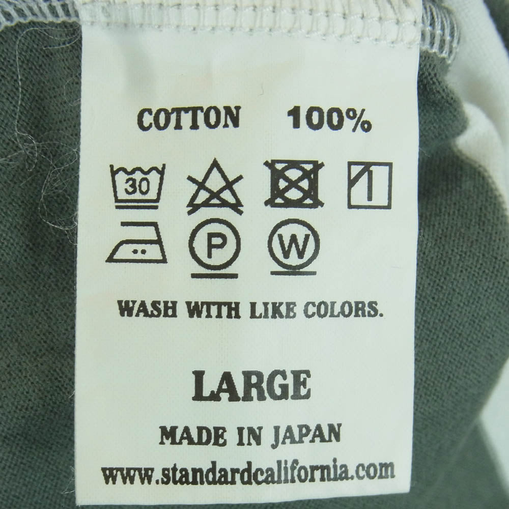 STANDARD CALIFORNIA スタンダードカリフォルニア SPORTS WEAR ボーダー ポケット 長袖 Tシャツ ホワイト系 グレイッシュグリーン系 L【中古】