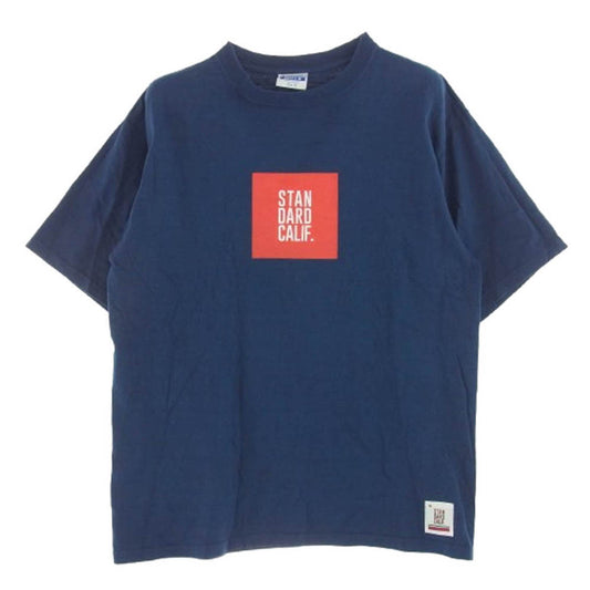 STANDARD CALIFORNIA スタンダードカリフォルニア HEAVYWEIGHT BOX LOGO T ボックスロゴ 半袖 Tシャツ ネイビー系 M38-40【中古】