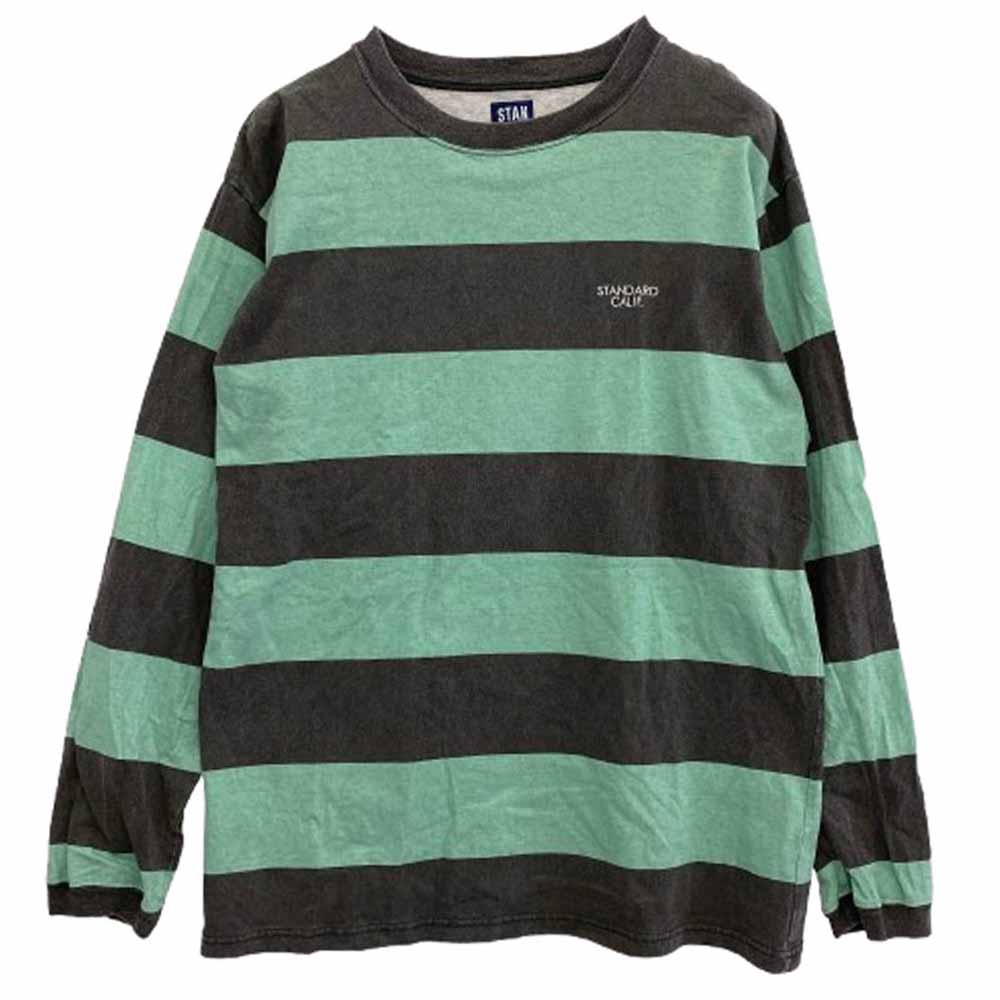 STANDARD CALIFORNIA スタンダードカリフォルニア SD Print Border Long Sleeve T ボーダー ロングスリーブ Tシャツ グリーン グレー系 グリーン系 L【中古】
