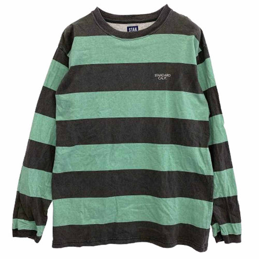 STANDARD CALIFORNIA スタンダードカリフォルニア SD Print Border Long Sleeve T ボーダー ロングスリーブ Tシャツ グリーン グレー系 グリーン系 L【中古】