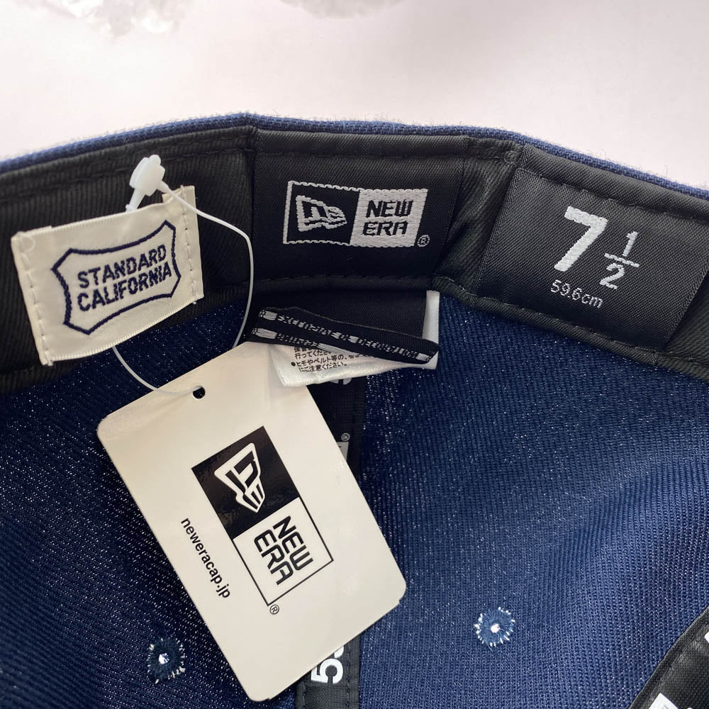 STANDARD CALIFORNIA スタンダードカリフォルニア × NEW ERA ニューエラ SD 59FIFTY LOGO CAP ロゴ キャップ ネイビー イエロー ネイビー系 59.6cm【新古品】【未使用】【中古】