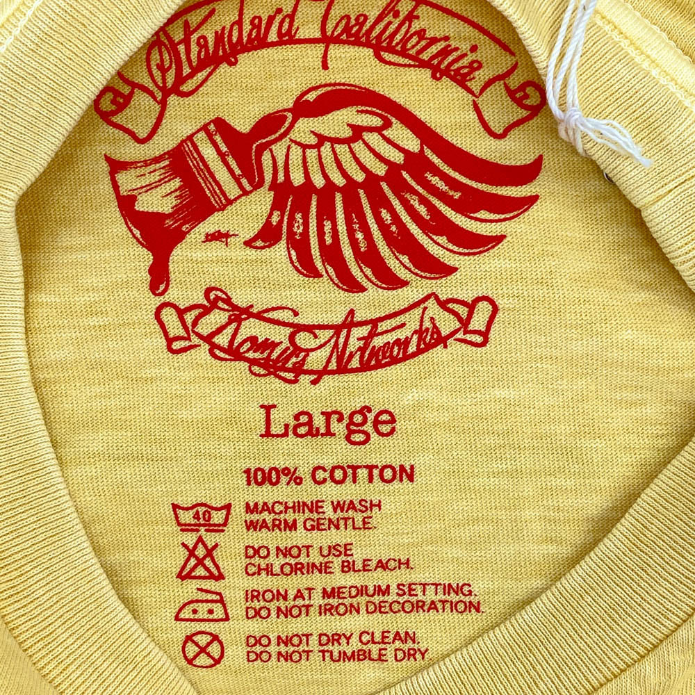 STANDARD CALIFORNIA スタンダードカリフォルニア SD SUNSET SHIELD LOGO T サンセット シールド ロゴ 半袖 Tシャツ イエロー系 L【新古品】【未使用】【中古】
