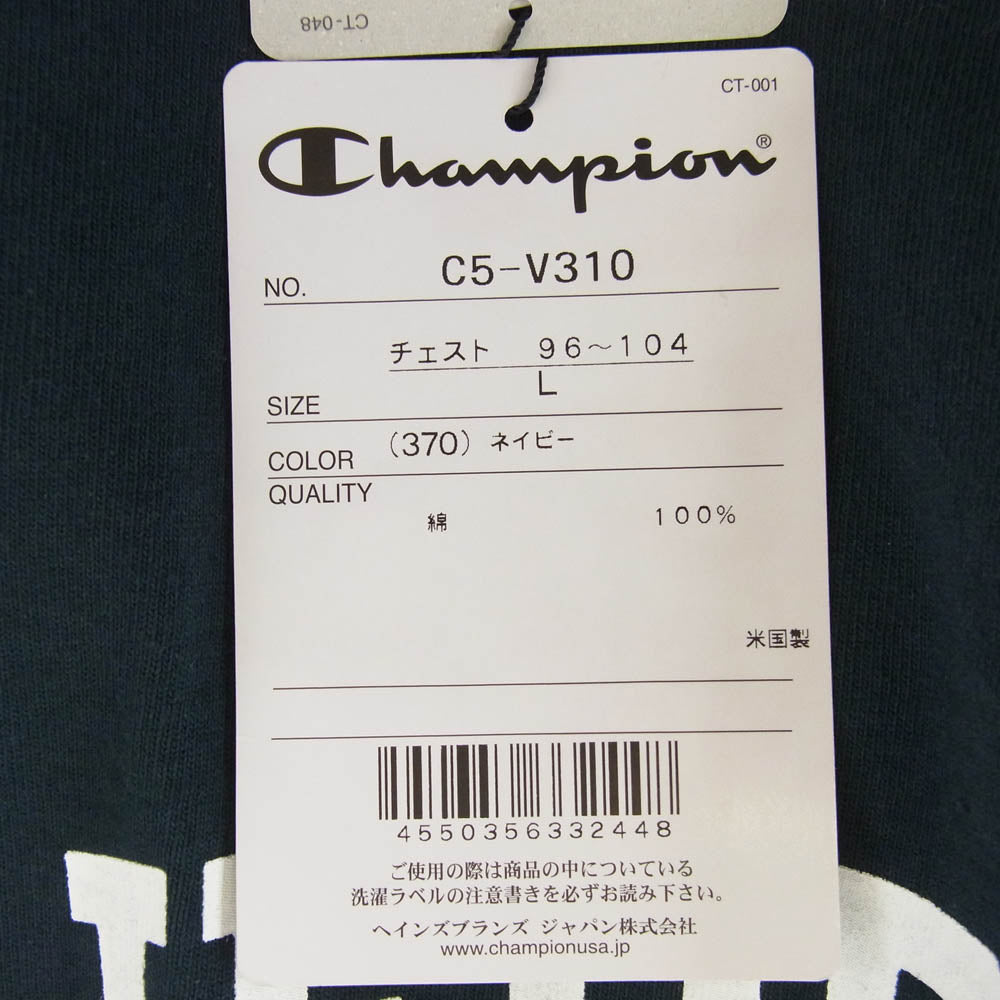 Ron Herman ロンハーマン C5-V310 CHAMPION チャンピオン RHC別注 USA製 T1011 CALIFORNIA ロゴ 半袖 Tシャツ ダークネイビー系 L【新古品】【未使用】【中古】