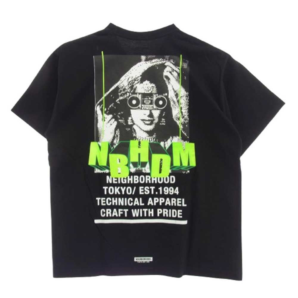 NEIGHBORHOOD ネイバーフッド 22SS 221PCNH-ST17 C-TEE バックグラフィックプリント Tシャツ 半袖カットソー ブラック系 S【中古】