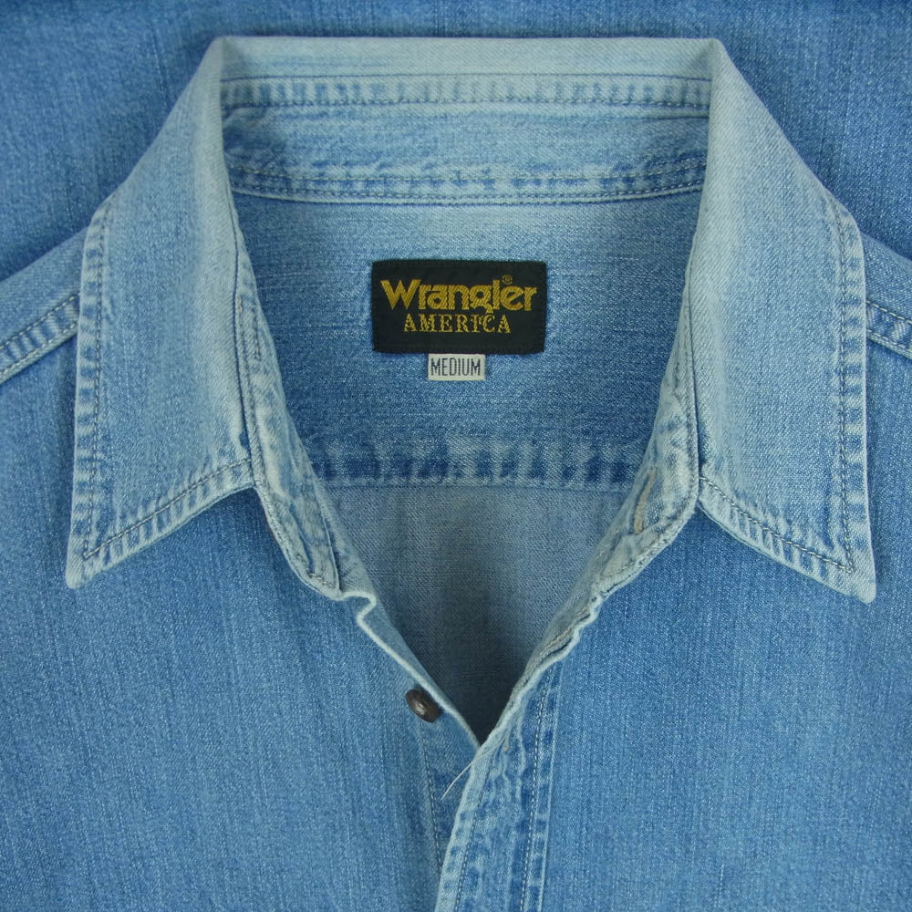 Wrangler ラングラー M5794 デニム 長袖 シャツ コットン インドネシア製 インディゴブルー系 M【中古】