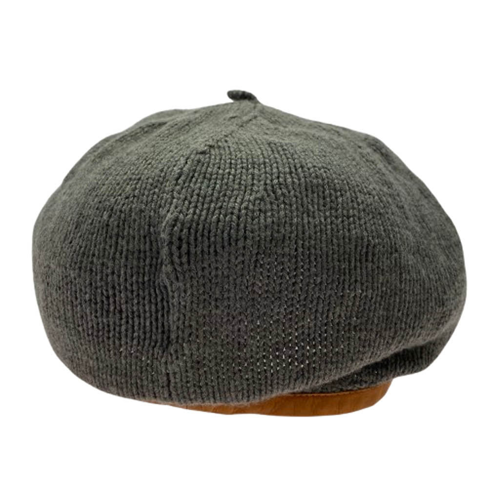 RALPH LAUREN ラルフローレン レザー ニット ベレー帽 グレー系【中古】
