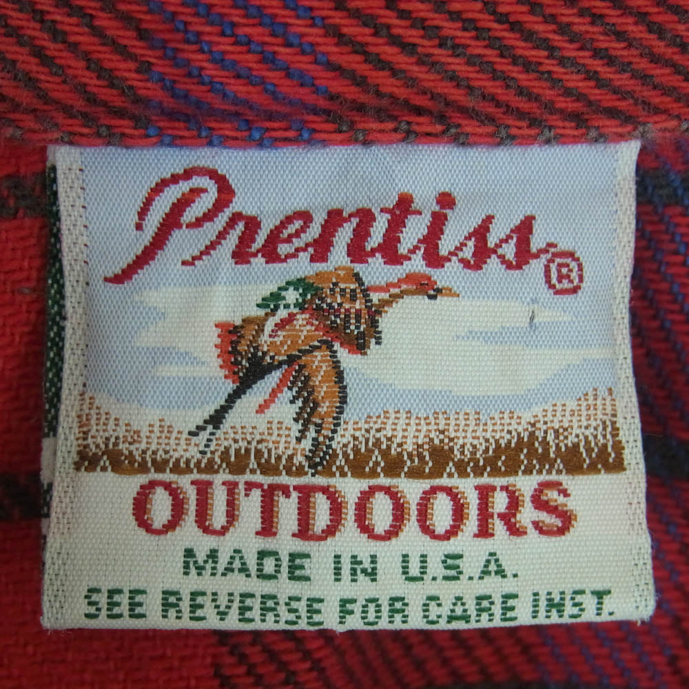 プレンティス USA製 チェック 長袖 ネル シャツ RN23556 レッド系 ブルー系【中古】