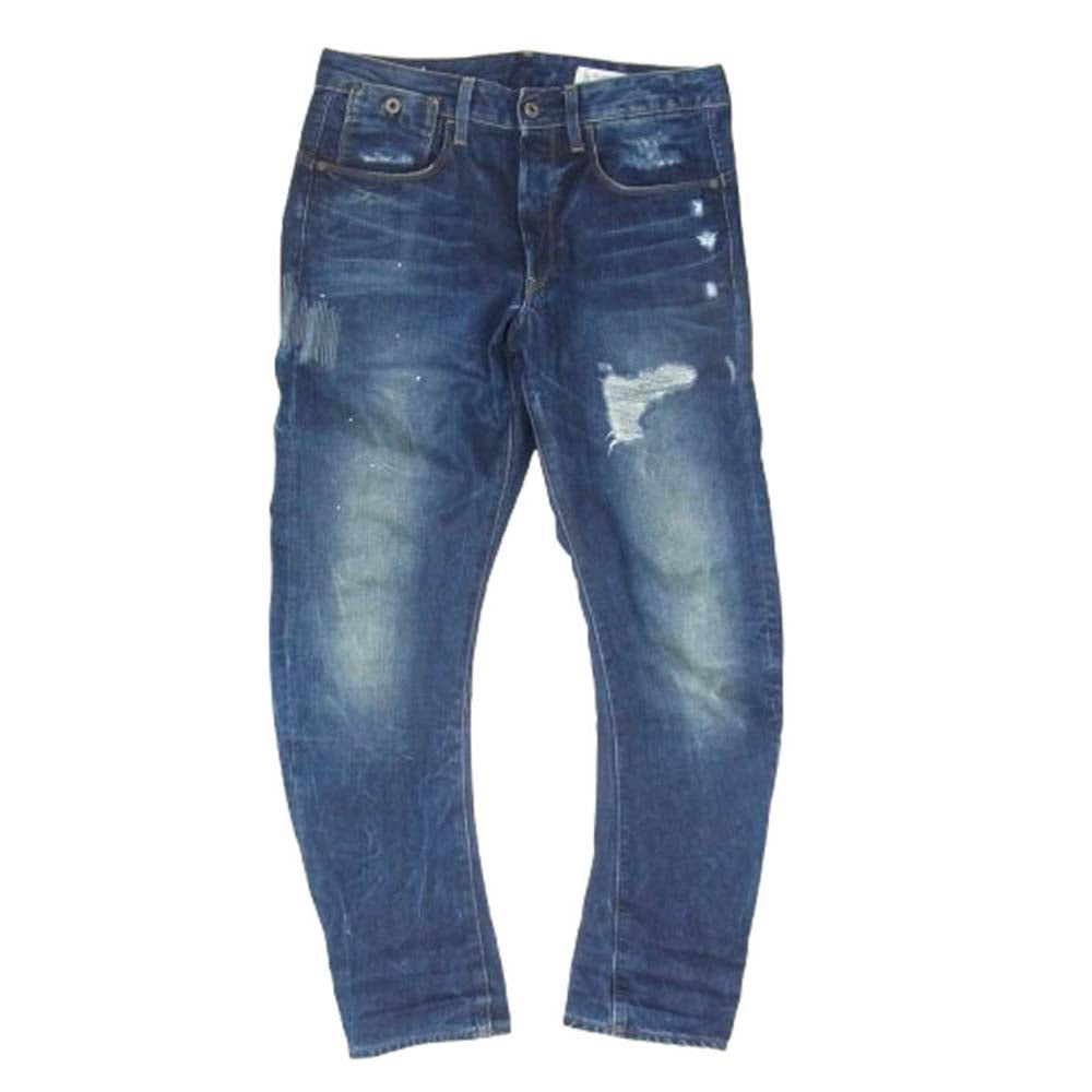 G-STAR ジースター RESTORED DENIM ダメージ加工 スキニー デニム パンツ インディゴブルー系 30【中古】