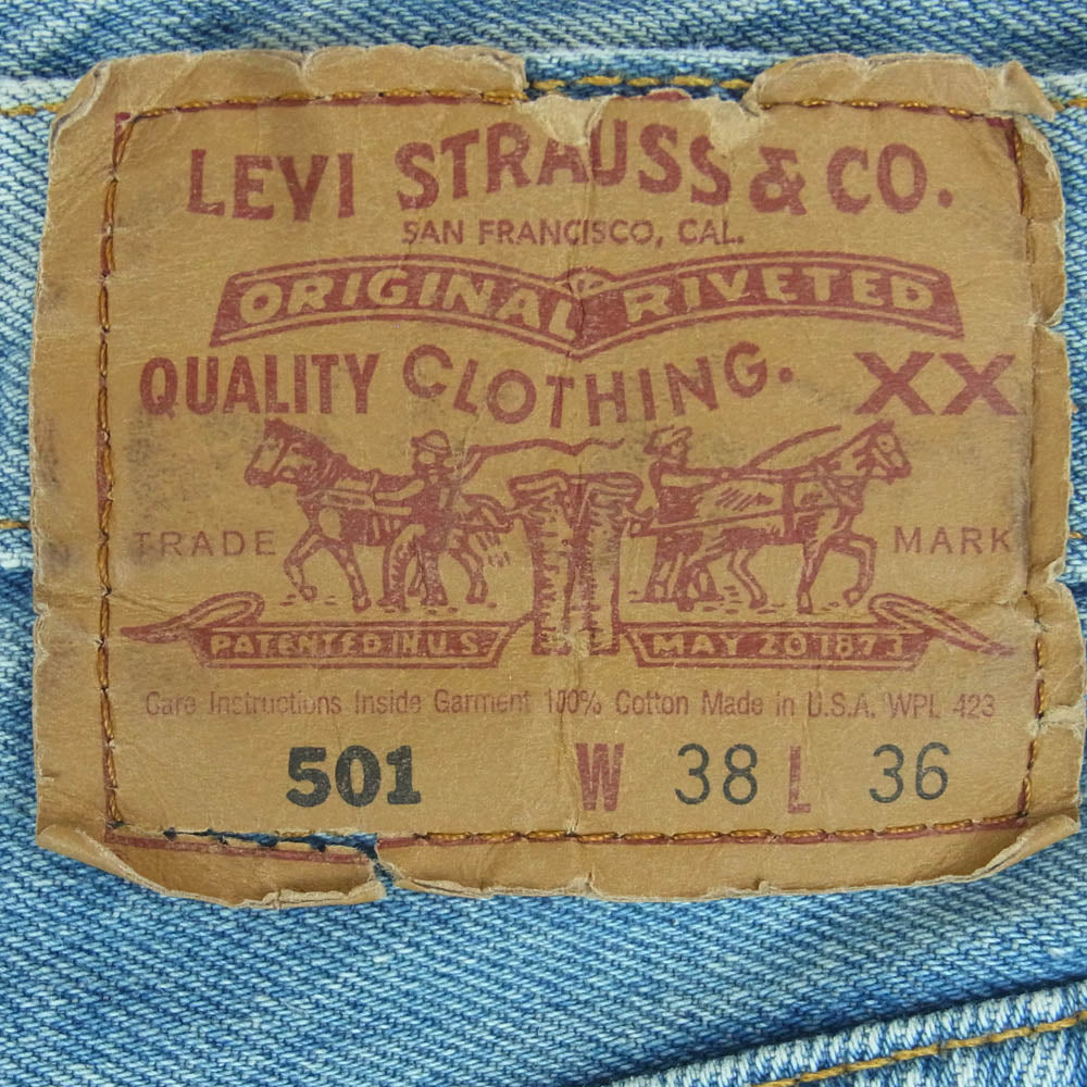 Levi's リーバイス 501 スモールe ボタン裏555 バレンシア工場製 90s デニム パンツ インディゴブルー系 W38 L36【中古】
