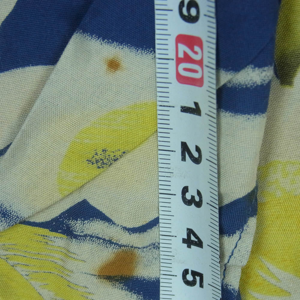 SUN SURF サンサーフ EAST WIND 半袖 アロハ オープンカラー シャツ レーヨン ネイビー系 イエロー系 M 15 - 15.5【中古】